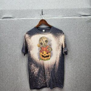 Vintage-Look Gildan Softstyle Halloween Graphic Tee In Distressed Charcoal Gray